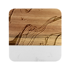 Marble Abstract White Pink Dark Marble Wood Coaster (square) by Grandong