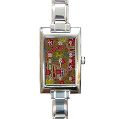 Authentic Aboriginal Art - Connections Rectangle Italian Charm Watch by hogartharts