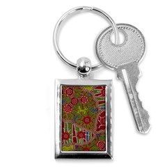 Authentic Aboriginal Art - Connections Key Chain (rectangle) by hogartharts