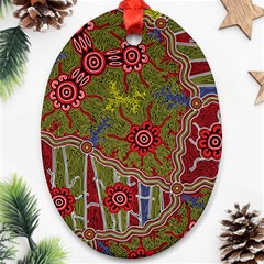 Authentic Aboriginal Art - Connections Oval Ornament (two Sides) by hogartharts