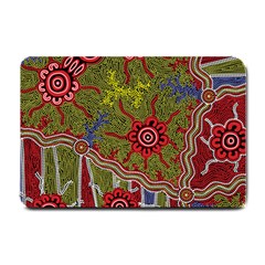 Authentic Aboriginal Art - Connections Small Doormat by hogartharts