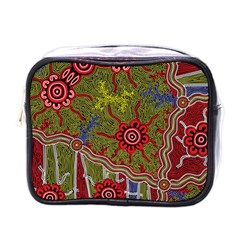 Authentic Aboriginal Art - Connections Mini Toiletries Bag (one Side) by hogartharts