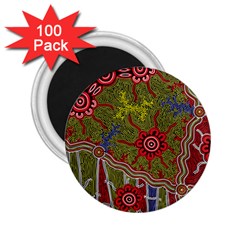 Authentic Aboriginal Art - Connections 2 25  Magnets (100 Pack)  by hogartharts