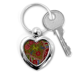 Authentic Aboriginal Art - Connections Key Chain (heart) by hogartharts