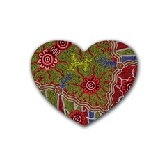 Authentic Aboriginal Art - Connections Rubber Coaster (heart) by hogartharts