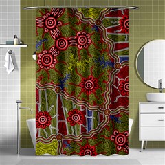 Authentic Aboriginal Art - Connections Shower Curtain 48  X 72  (small)  by hogartharts