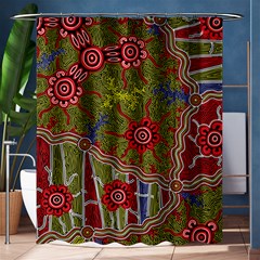 Authentic Aboriginal Art - Connections Shower Curtain 60  X 72  (medium)  by hogartharts