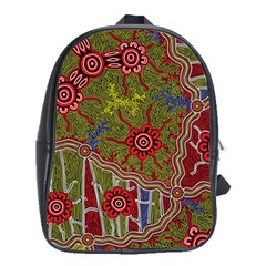 Authentic Aboriginal Art - Connections School Bag (xl) by hogartharts