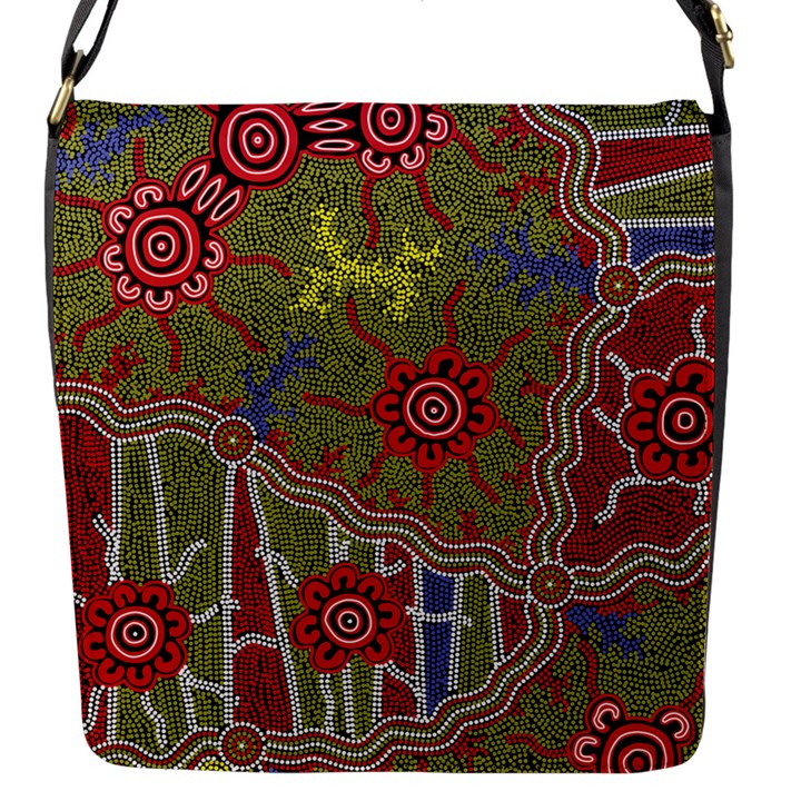 Authentic Aboriginal Art - Connections Flap Closure Messenger Bag (S)