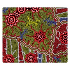 Authentic Aboriginal Art - Connections Two Sides Premium Plush Fleece Blanket (small) by hogartharts