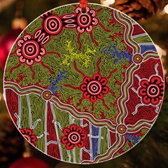 Authentic Aboriginal Art - Connections Uv Print Acrylic Ornament Round by hogartharts