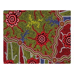 Authentic Aboriginal Art - Connections Premium Plush Fleece Blanket (large) by hogartharts