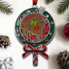 Authentic Aboriginal Art - Connections Metal X mas Lollipop With Crystal Ornament by hogartharts