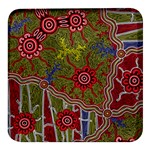 Authentic Aboriginal Art - Connections Square Glass Fridge Magnet (4 pack) Front