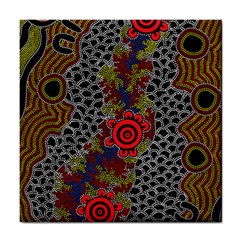 Authentic Aboriginal Art - Gathering Tile Coaster by hogartharts