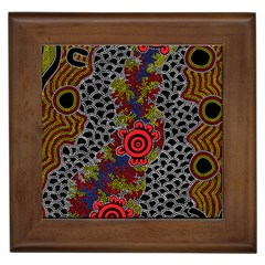 Authentic Aboriginal Art - Gathering Framed Tile by hogartharts