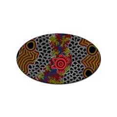 Authentic Aboriginal Art - Gathering Sticker (oval) by hogartharts