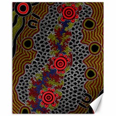 Authentic Aboriginal Art - Gathering Canvas 16  X 20  by hogartharts