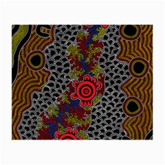 Authentic Aboriginal Art - Gathering Small Glasses Cloth (2 Sides) by hogartharts