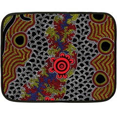 Authentic Aboriginal Art - Gathering Two Sides Fleece Blanket (mini) by hogartharts