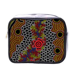 Authentic Aboriginal Art - Gathering Mini Toiletries Bag (one Side) by hogartharts