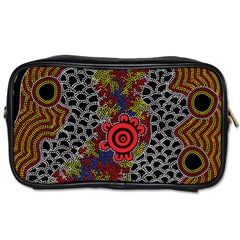 Authentic Aboriginal Art - Gathering Toiletries Bag (one Side) by hogartharts