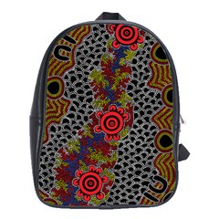 Authentic Aboriginal Art - Gathering School Bag (xl) by hogartharts