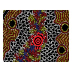 Authentic Aboriginal Art - Gathering Two Sides Premium Plush Fleece Blanket (large) by hogartharts