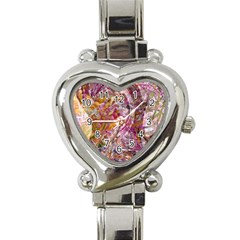 Abstract Pink Blend Heart Italian Charm Watch by kaleidomarblingart