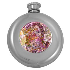 Abstract Pink Blend Round Hip Flask (5 Oz) by kaleidomarblingart