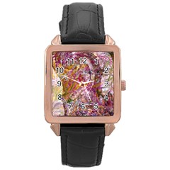 Abstract Pink Blend Rose Gold Leather Watch  by kaleidomarblingart