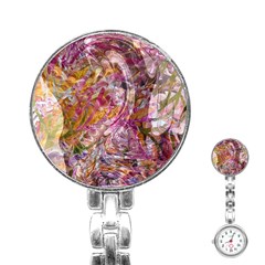 Abstract Pink Blend Stainless Steel Nurses Watch by kaleidomarblingart