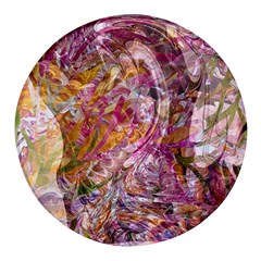 Abstract Pink Blend Round Glass Fridge Magnet (4 Pack) by kaleidomarblingart