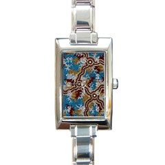 Authentic Aboriginal Art - Wetland Dreaming Rectangle Italian Charm Watch by hogartharts