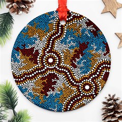 Authentic Aboriginal Art - Wetland Dreaming Ornament (round) by hogartharts