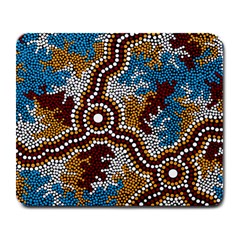 Authentic Aboriginal Art - Wetland Dreaming Large Mousepad by hogartharts