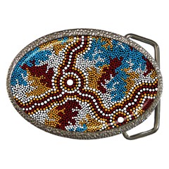 Authentic Aboriginal Art - Wetland Dreaming Belt Buckles by hogartharts