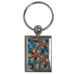 Authentic Aboriginal Art - Wetland Dreaming Key Chain (rectangle) by hogartharts