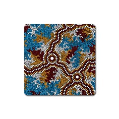 Authentic Aboriginal Art - Wetland Dreaming Square Magnet by hogartharts