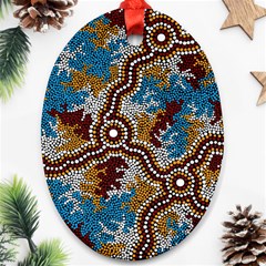 Authentic Aboriginal Art - Wetland Dreaming Oval Ornament (two Sides) by hogartharts