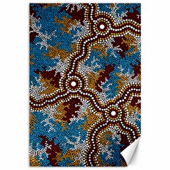 Authentic Aboriginal Art - Wetland Dreaming Canvas 12  X 18  by hogartharts