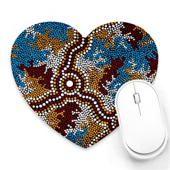 Authentic Aboriginal Art - Wetland Dreaming Heart Mousepad by hogartharts