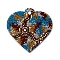 Authentic Aboriginal Art - Wetland Dreaming Dog Tag Heart (two Sides) by hogartharts