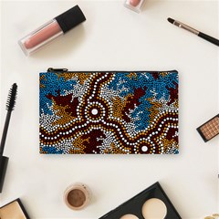 Authentic Aboriginal Art - Wetland Dreaming Cosmetic Bag (small) by hogartharts