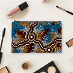 Authentic Aboriginal Art - Wetland Dreaming Cosmetic Bag (Medium) Front