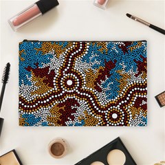 Authentic Aboriginal Art - Wetland Dreaming Cosmetic Bag (large) by hogartharts