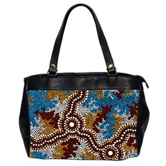 Authentic Aboriginal Art - Wetland Dreaming Oversize Office Handbag (2 Sides) by hogartharts