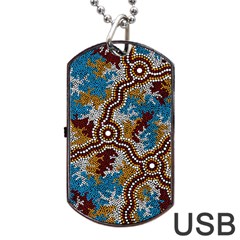 Authentic Aboriginal Art - Wetland Dreaming Dog Tag Usb Flash (two Sides) by hogartharts