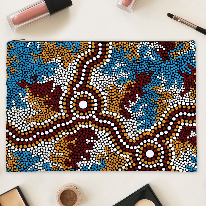 Authentic Aboriginal Art - Wetland Dreaming Cosmetic Bag (XXL)