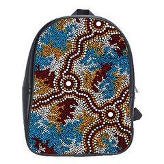 Authentic Aboriginal Art - Wetland Dreaming School Bag (xl) by hogartharts